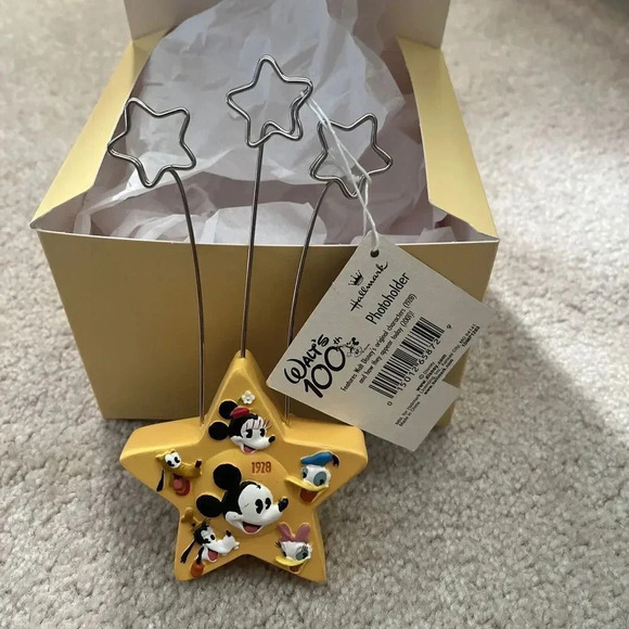 2001 Disney Card Photo Holder Ceramic Star Mickey Mouse 1928 Characters Hallmark - Picture 1 of 2